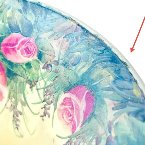 Vtg Reverse Painted Glass Lamp Shade ONLY Bell Shape 10 Inch Roses Floral - Picture 15 of 16